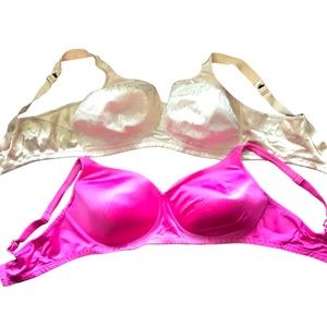 2 Playtex 42DD No Wire Padded Bras Nude Fuschia